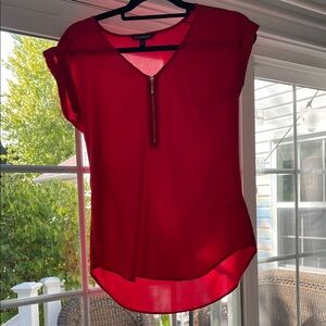 Express Women's Red Zip-Front Blouse